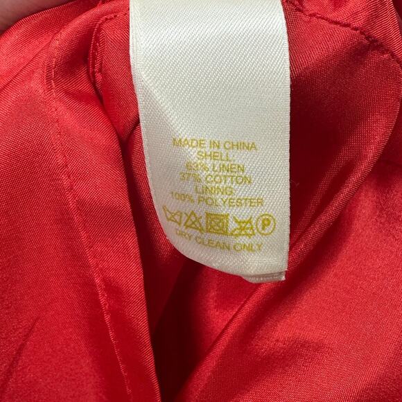 Kate Spade James Red Linen Colorblock V-Neck Sheath Dress Size 4 - Picture 6 of 6